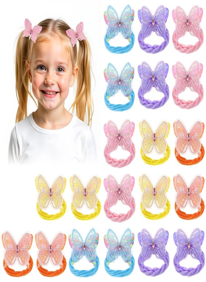 Yuanchu 20 Pcs Butterfly Elastic Hair Ties, Colorful Hair Scrunchie with Butterfly Cute Hair Bands Butterflies Accessories Clips Holders with Bows for Women - Image 1